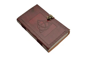 Celtic Triquetra Embossed Leather Journal w/ Lock – Refillable Notebook - Picture 1 of 1