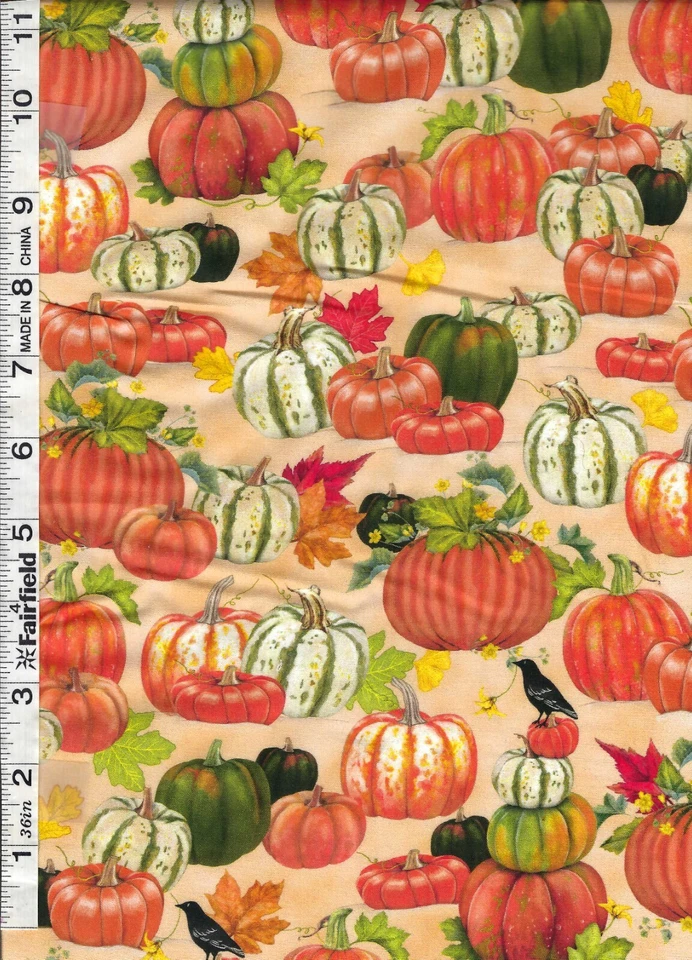 Autumn Cats & Dogs Collection Vanilla Pumpkins & Crows by Kaufman Fabrics - Image 1 of 1