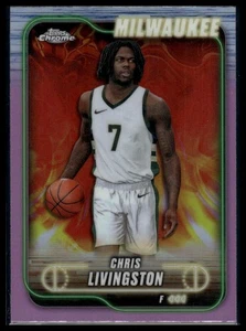 2024-25 Topps Chrome Chris Livingston rifrattore rosa Milwaukee Bucks #70 - Foto 1 di 2
