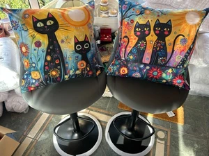 2 X Hermosas Fundas de Cojín Retro Vintage Gato Cojines Decorativos - Navidad. - Imagen 1 de 2