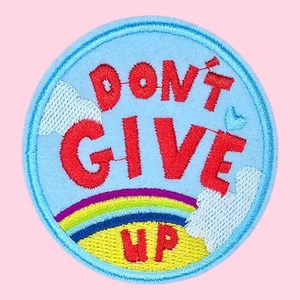 DON'T GIVE UP INSPIRATIONAL RAINBOW HAPPY FUN CUTE APPLIQUE IRON ON PATCH 2.75" - Picture 1 of 5