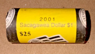 Rollo de dólar Sacagawea 2001-D como nuevo $25 sin abrir Foto 1 de 4