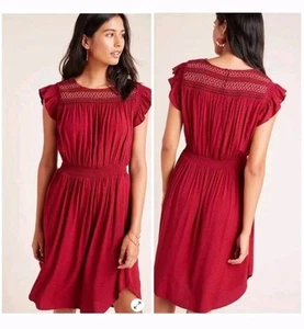 Vestido midi Dolan Left Coast Tansy Borgoña Calado Bordado Pequeño Boho Nuevo sin Etiquetas - Imagen 1 de 11