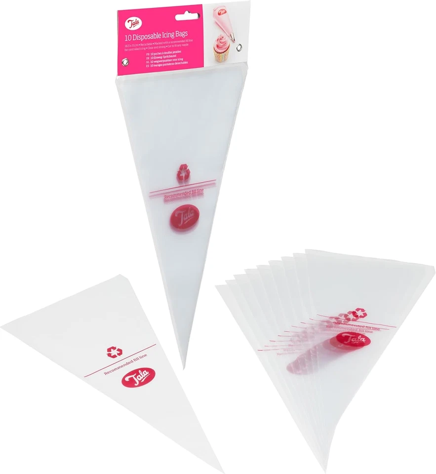 Tala 10 Reusable Icing Bags - Clear Piping Bags Disposable for Cakes, Cupcakes - Image 1 of 4