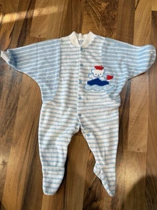 Vintage LeRoi Geburt - 10 Pfund Baby Junge Kleidung Frottee Schlafanzug mit Füßen Outfit Bär Boot. - Bild 1 von 5