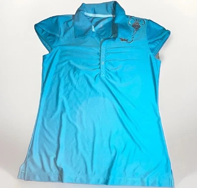 Camiseta polo deportiva deportiva deportiva de golf de manga corta azul grande de Athleta Polo para mujer Foto 1 de 4