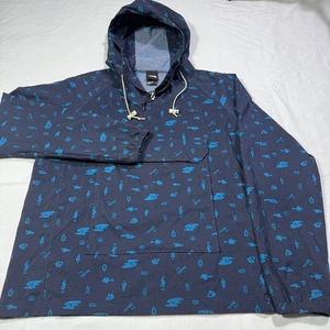 The North Face Mens Medium Pullover Class V Windbreaker Hoodie Jacket Camp Print - Picture 1 of 8