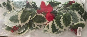 Red Poinsettia & Berry 19” Wall Door Arch Silk Flower Swag Arrangement Christmas - Picture 1 of 4
