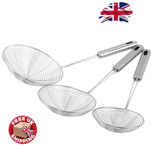 SS Oval Mesh Skimmer Oil Food Strainer Frying Colander Kitchen Tool - Picture 1 of 9
