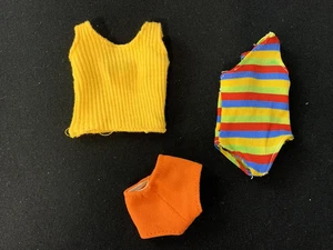 1970's BARBIE LOT - Yellow Top, Striped Swimsuit & Orange Swim Bottom #1608 - Picture 1 of 5