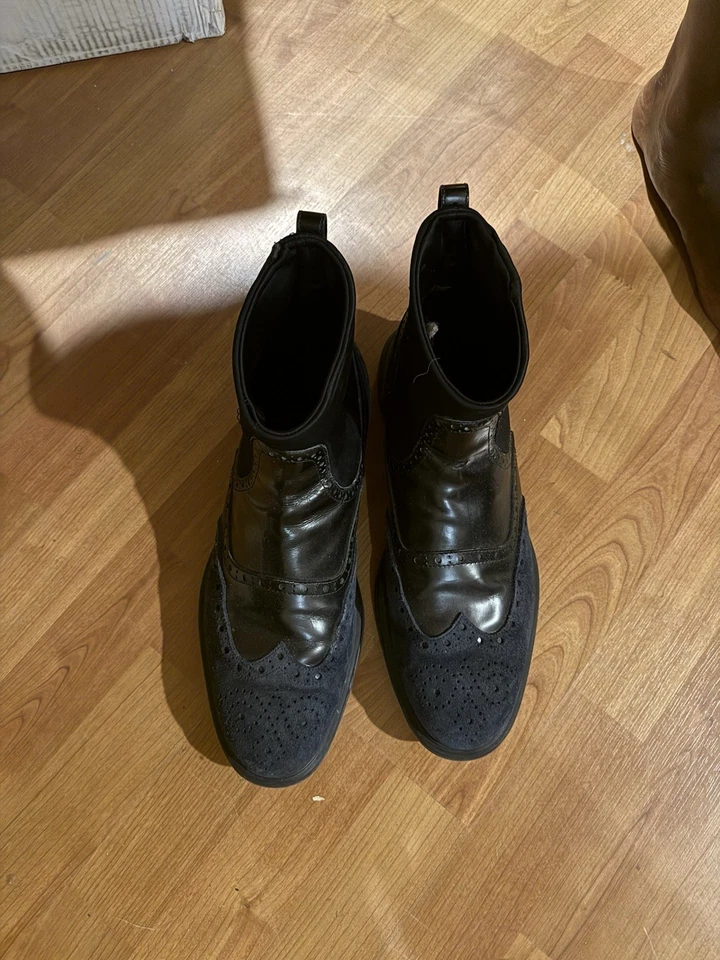 HOGAN Men’s Chelsea Ankle Leather Boots Brogue Black - Image 1 of 4