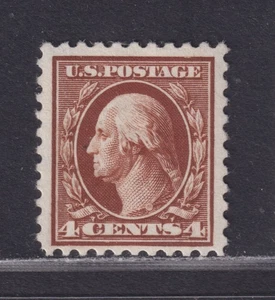 United States Scott 465 LH 1916 4¢ Org Brown Washington Perf 10 No Wmk SCV $60 - Picture 1 of 2