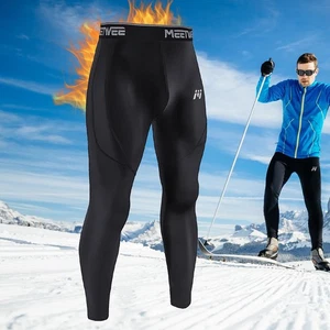 Thermal Men's Black Underwear Bottom Pants Long Johns Winter Fleece Lined Sports - Picture 1 of 6