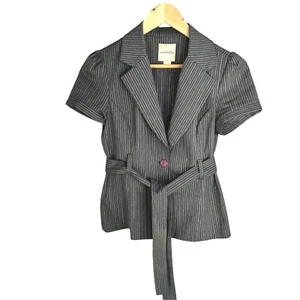 AnchorBlue Women's Charcoal Gray Short Sleeve Top & Silver Metallic Thread. Sz M - Picture 1 of 5