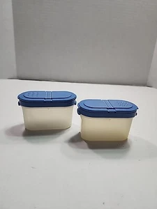 2 Vintage Tupperware Small Blue Spice Shakers Containers Modular Mates #1843 - Picture 1 of 3