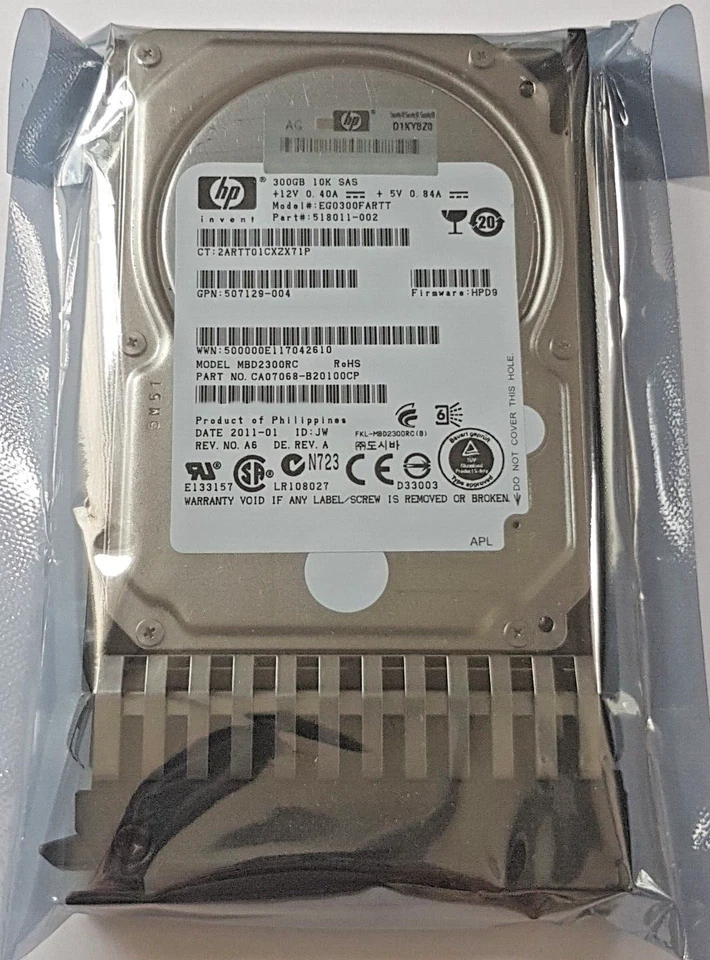 300 GB SAS HP EG0300FARTT 10K RPM 16MB Hot-Pluggable Dual Port 2.5 " Nuovo + - Immagine 1 di 1