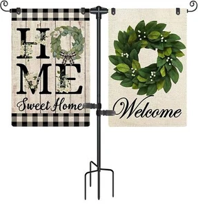 Garden Flag Stand Holder for Double Flags for Outdoor Yard Home Patio Decor - Picture 1 of 7