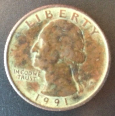 1991P Washington Quarter Mint Error Not Properly Annealed Both Sides - Image 1 of 4