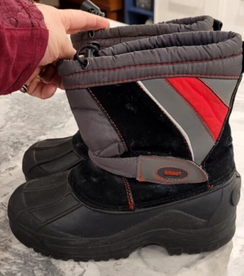 TOTES/Kohls Lined Snow/Rain Boots;Gray/Black/Red;Hook & Loop Close;Boys/Kids  3M - Image 1 of 4