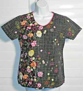 Runway by Cherokee Floral Print Nurses Scrub Top Size XS - Picture 1 of 2