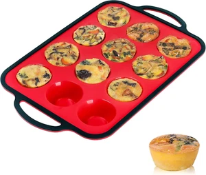 Silicone Muffin Pan, Metal Reinforced Frame Larger than Mini Cupcake Pan Easy to - Picture 1 of 12