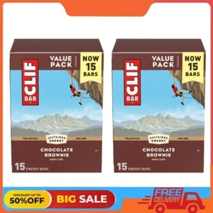 2 Pack CLIF BAR - Chocolate Brownie Flavor - 10g Protein 2.4 oz. (15 Pack) - Picture 1 of 11