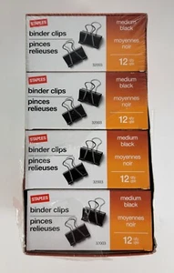 Staples Medium Black Binder Clips 12pk ( 144 qty ) Open Box - Picture 1 of 6