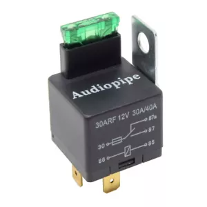 10-Pack Fused Relay 12V 30A/40A 5-Pin Auto Metal Mounting Tab SPST Built in Fuse - Picture 1 of 5