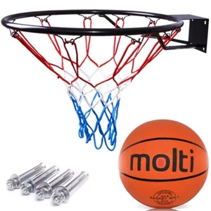 Zestaw do koszykówki Kosz do koszykówki + siatka na piłkę Pierścień do koszykówki Ø45cm Pierścień wiszący Outdoor - Zdjęcie 1 z 5