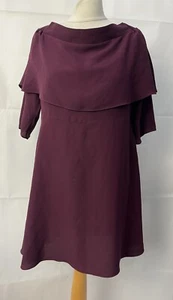 River Island Burgundy Chiffon Off Shoulder Dress Size 14 Short Sleeve - Picture 1 of 12