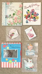 7 VINTAGE 1940'S BIRTHDAY CARDS 3 USED 4 NEW VERY GOOD CONDITION NO ENVELOPES - Picture 1 of 1