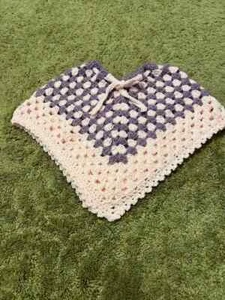 Girl's Poncho - Pink and Lavender - newly crocheted - Free Shipping - Picture 1 of 1