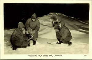 RPPC Schneeschuhe Roughing It Goose Bay Labrador Kanada Echtfoto Postkarte - Bild 1 von 2