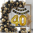40Th Birthday Decorations for Men Women, Black Gold Balloon Arch Kit with 40Th H