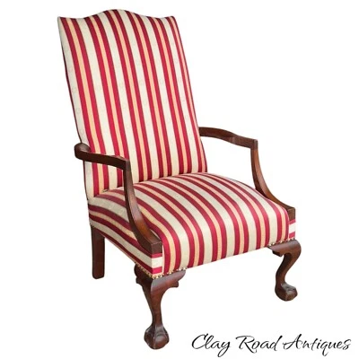 Antiguo sillón Chippendale caoba nogal chimenea bola garra Foto 1 de 4