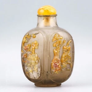 Chinese Snuff Bottle Crystal Camelian Calligraphy Poem George Bloch Qing 19th C. - Picture 1 of 15