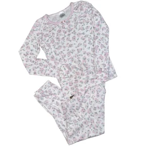 Esme 12 Pink White Leopard Print Cotton Sleep Long Sleeve Top & Pants Pajama Set - Picture 1 of 8