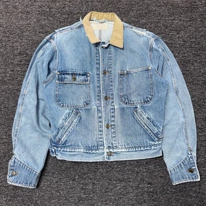 Vintage 90s Polo Ralph Lauren Denim Bomber Jacket Unisex S Blue thrashed Faded - Bild 1 von 6