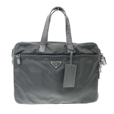 Maletín de nailon Prada V407S negro bolso de negocios marca con logotipo hombres mujeres Foto 1 de 4