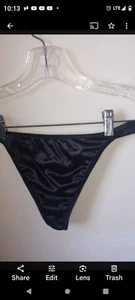 Tanga Vanity Fair satinado negro 7 L corte alto segunda piel tanga bragas - Imagen 1 de 6