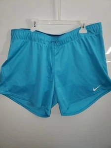 Nike Shorts Damen Large türkis Dri-Fit Activewear Kordelzug elastischer Bund - Bild 1 von 7