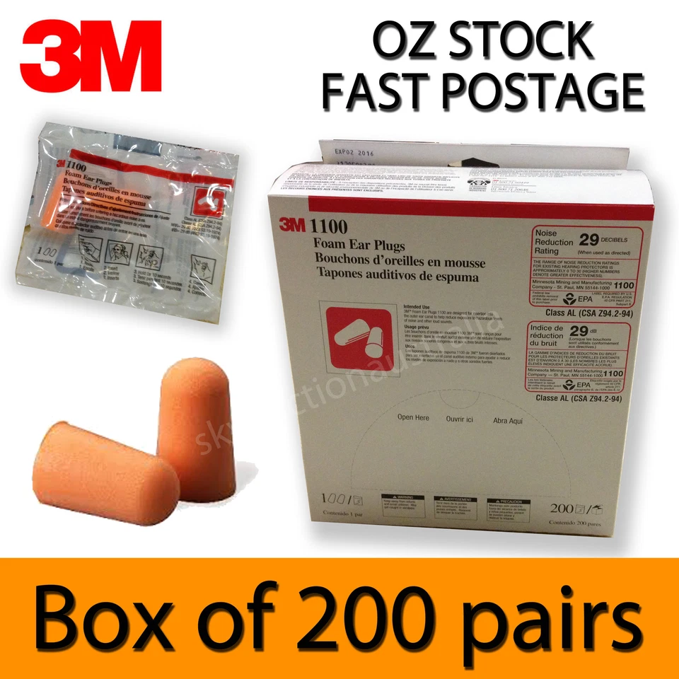 3M 1100 Foam Ear Plugs - 200 pairs