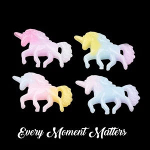 15 x RAINBOW UNICORNS POWDER GLITTER Resin Flat Back 32mm Embellishment Cabochon - Picture 1 of 1