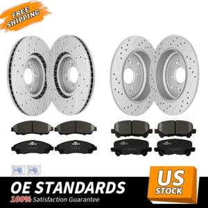 Rotores perforados delanteros traseros pastillas de freno de cerámica para Honda Pilot Acura MDX ZDX - Imagen 1 de 11