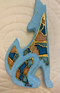 Vintage Art Deco Howling Dog Figurine, Hand painted, Signed Gina - Foto 1 di 6