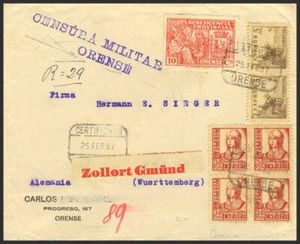 Zona Nacional. Censura Militar Bando Nacional. SOBRE 816(2), 826(4). 1937. 5 c - Imagen 1 de 1