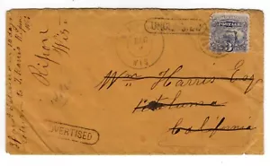#114 Ripon WI Fancy CCL to Petaluma CA ADVERTISED UNCLAIMED 1869 - Picture 1 of 2