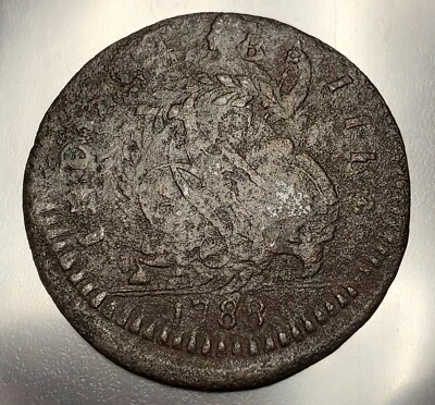 1788 Connecticut Colonial Copper Mailed Bust Right Struck Over Nova C. M 3-B.1 - Image 1 of 2