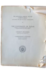 1933 UT University of Texas Commencement Exercises Booklet Program Graduation - Picture 1 of 5