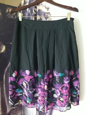 Falda corta East 5th para mujer talla 10 negra púrpura floral línea A cremallera Foto 1 de 4